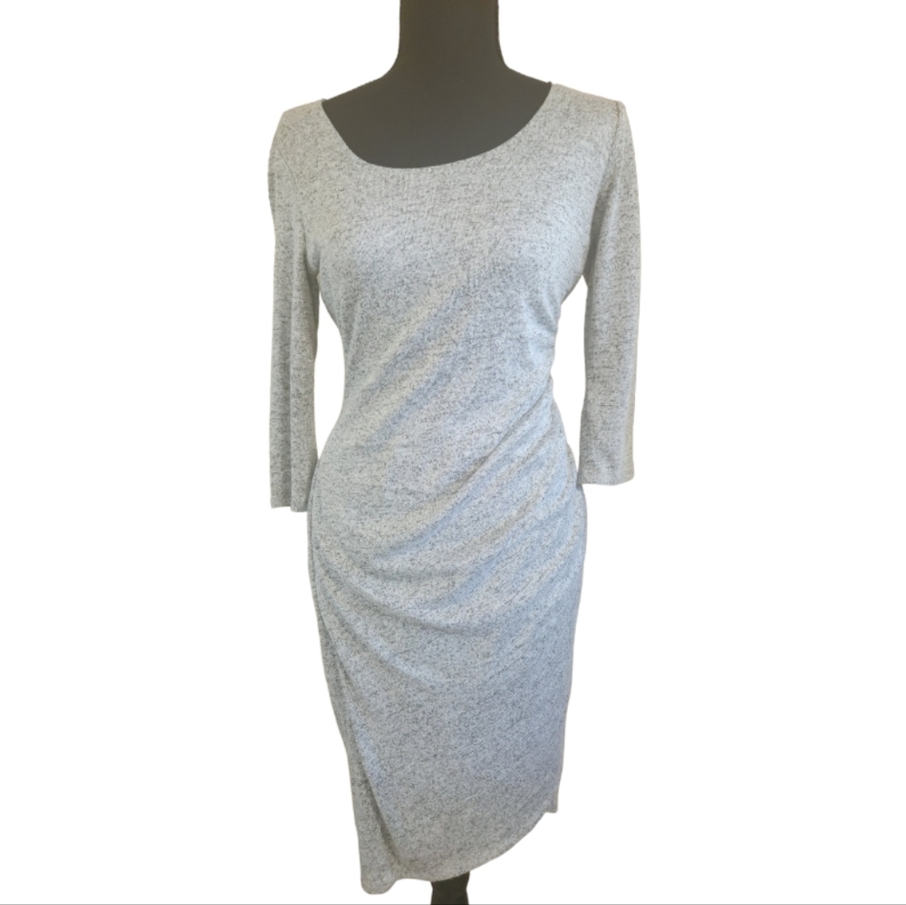 JANET CHUNG fitted bodycon midi dress gathered side grey size small